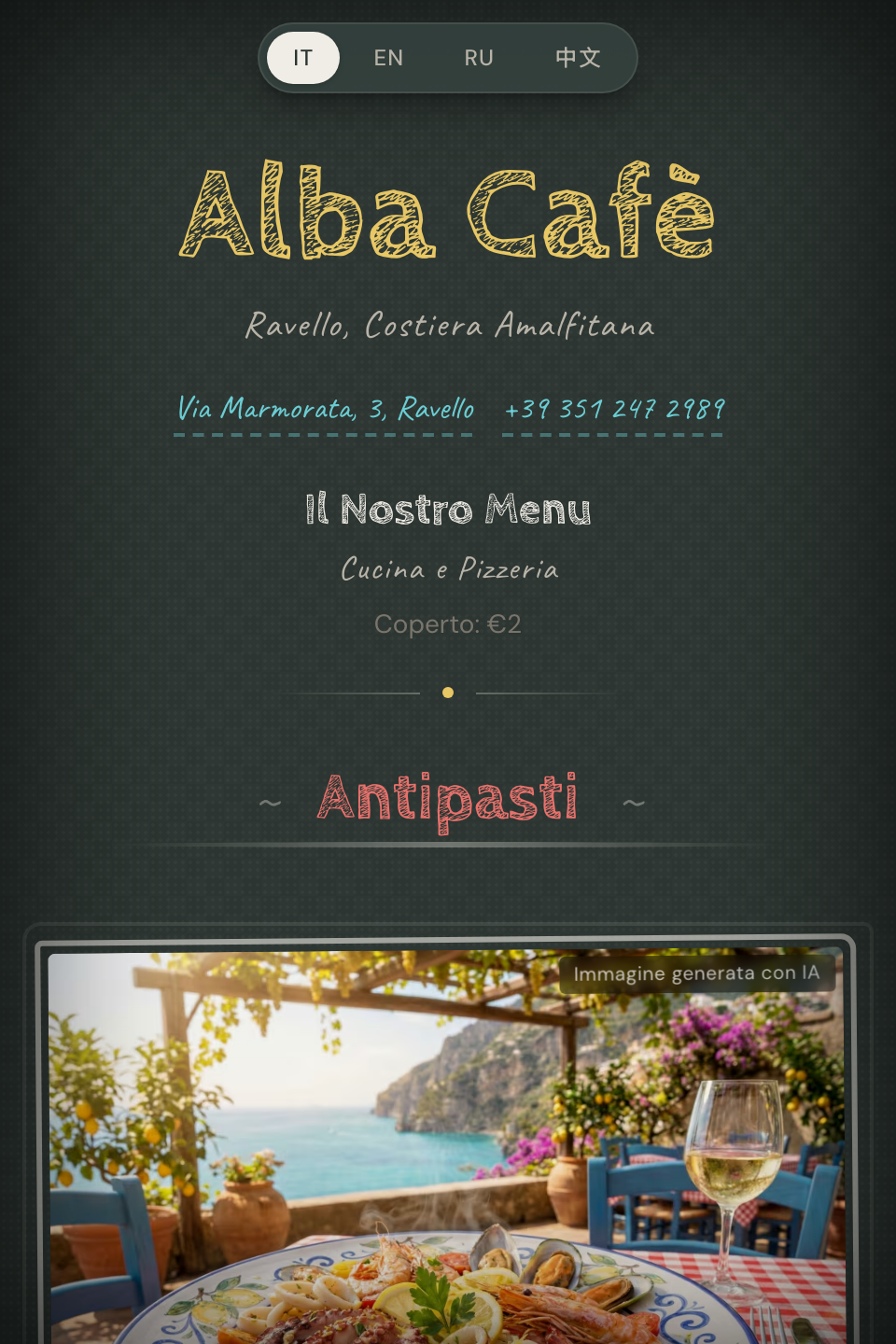 Alba — anteprima del menu